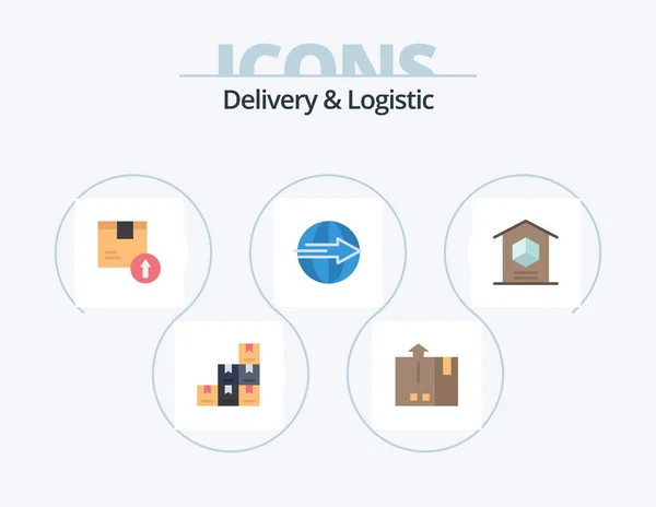 Delivery Logistic Flat Icon Pack Icon Design Logistic Delivery Logistic — Archivo Imágenes Vectoriales