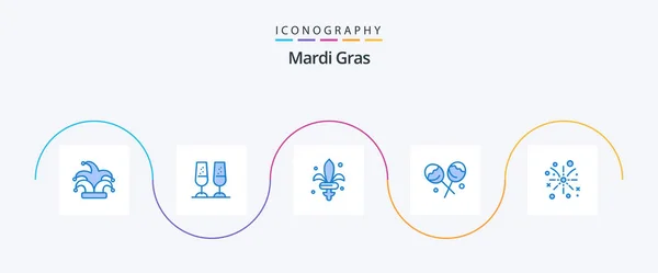 Mardi Gras Blue Icon Pack Including Easter Fire Work Game — Stockvektor
