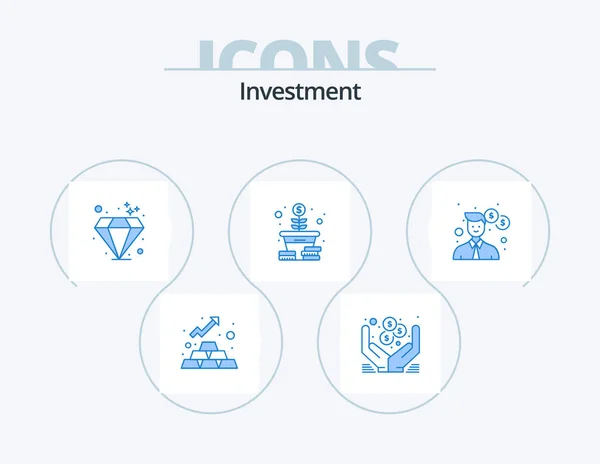 Investment Blue Icon Pack Icon Design Office Business Diamond Coins — Vettoriale Stock