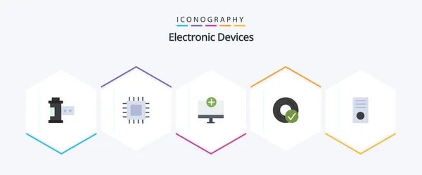 Devices Flat Icon Pack Including Disc Connected Hardware Computers Gadget — Stockový vektor