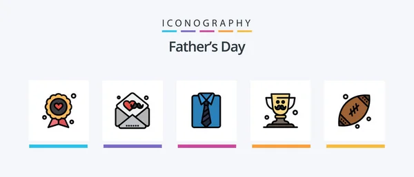Линия Fathers Day Filled Icon Pack Including Pad День Отца — стоковый вектор