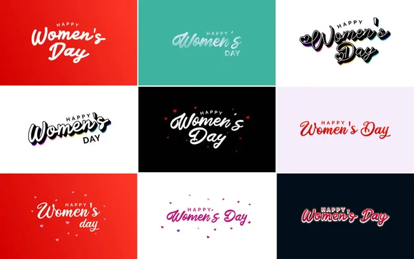 Abstract Happy Women Day Logo Love Vector Logo Design Pink — Vetor de Stock