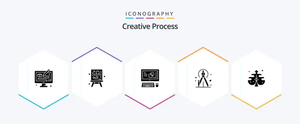 Creative Process Glyph Icon Pack Including Process Leaf Key Board — Vettoriale Stock