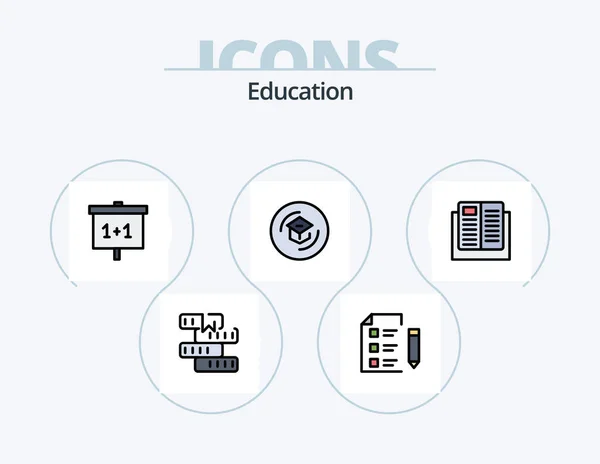 Education Line Filled Icon Pack Icon Design Learning Education School — Archivo Imágenes Vectoriales