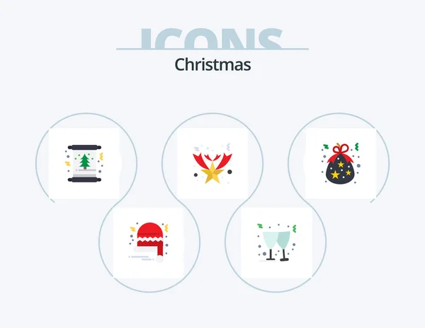Christmas Flat Icon Pack Icon Design Gift Birth Invitation Bag — Stock Vector