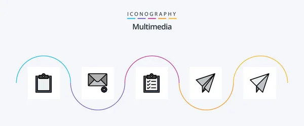 Multimedia Line Filled Flat Icon Pack Including Tasks Paper — Vetor de Stock