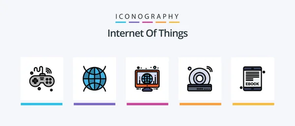Internet Things Line Filled Icon Pack Including Internet Things World — Vetor de Stock
