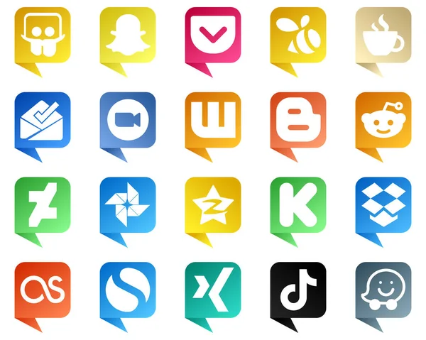 Chat Bubble Style Social Media Icons Popular Brands Google Photo — Stockvector