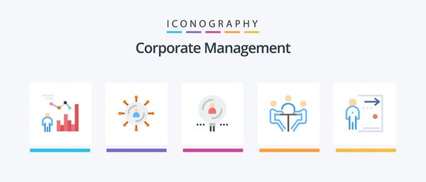 Corporate Management Flat Icon Pack Including Conference Business Network Recruitment — Stock Vector