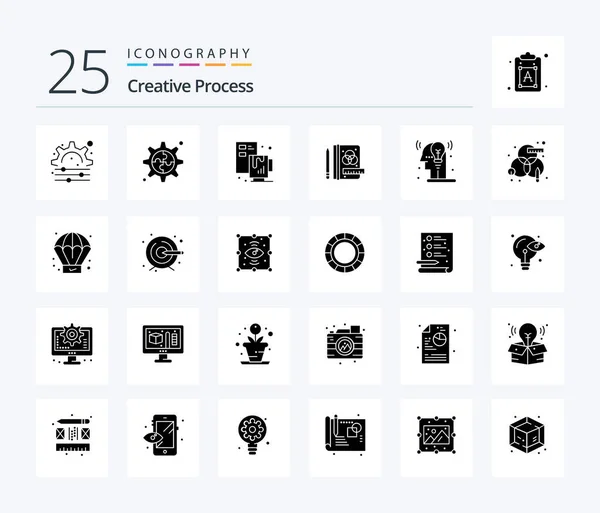 Creative Process Solid Glyph Icon Pack Including Design Process Process — Stock Vector