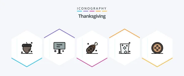 Thanks Giving Filledline Icon Pack Including Party Drink Food Celebrate — Vector de stock