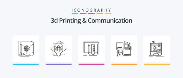 Printing Communication Line Icon Pack Including Fabrication Abstract Modification Web — Stockový vektor