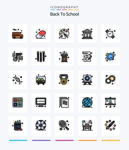 Creative Back School Line Filled Icon Pack Note Hand Watch — Image vectorielle