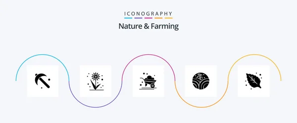 Nature Farming Glyph Icon Pack Including Leaf Environment Agriculture Farming — Image vectorielle