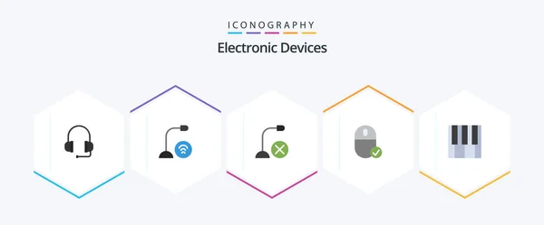 Devices Flat Icon Pack Including Piano Computers Music Hardware — Vetor de Stock