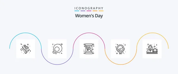Womens Day Line Icon Pack Including Female Women Female Business — Archivo Imágenes Vectoriales