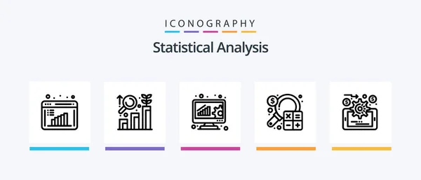 Statistical Analysis Line Icon Pack Including Statistic Data Analysis Business — Vettoriale Stock