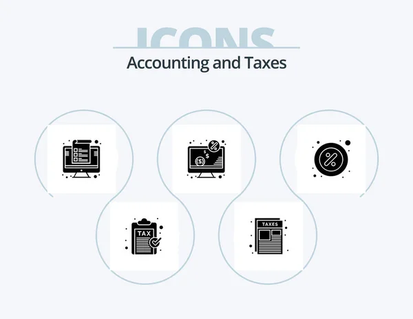Taxes Glyph Icon Pack Icon Design Monitor Dollar Taxes Computer — Vettoriale Stock