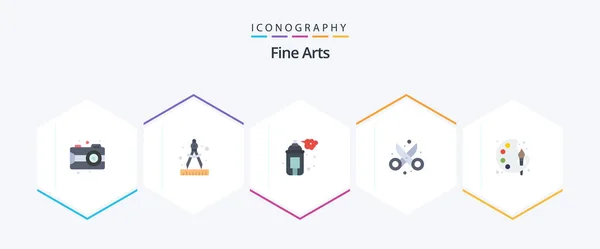 Fine Arts Flat Icon Pack Including Arts Art Art Scissor — Wektor stockowy