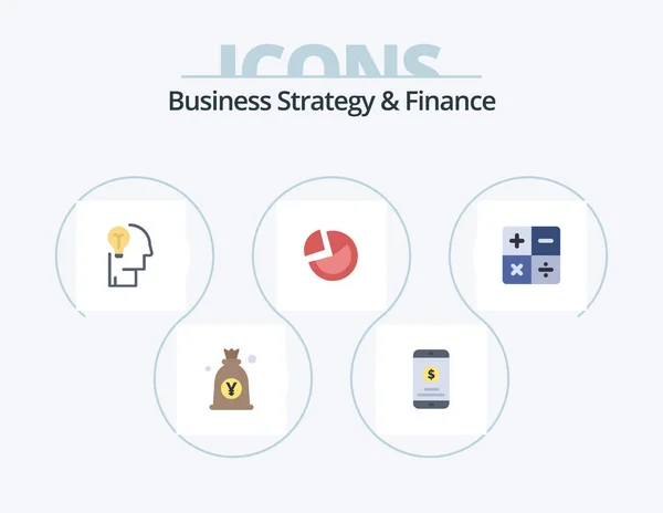 Business Strategy Finance Flat Icon Pack Icon Design Diagram Pie — Stockvektor