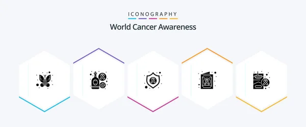 World Cancer Awareness Glyph Icon Pack Including Smoking Health Protect — Vetor de Stock