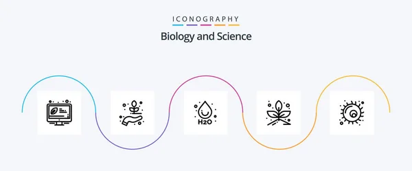 Biology Line Icon Pack Including Plant Biology Drop Animal Plant — 图库矢量图片