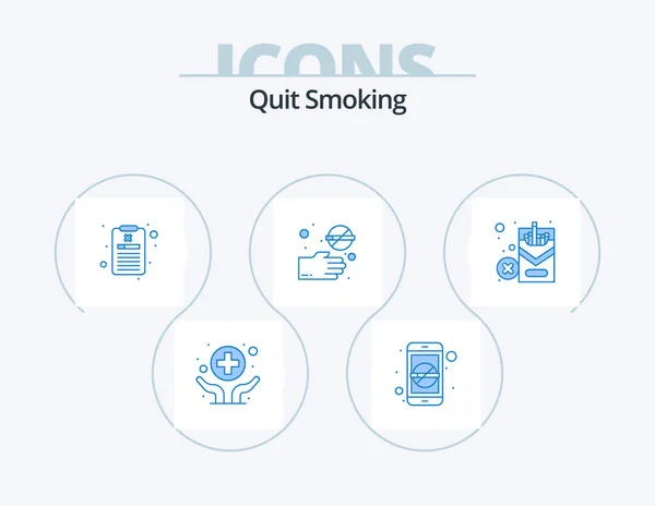 Quit Smoking Blue Icon Pack Icon Design Lifestyle Cross Mobile — Stock Vector