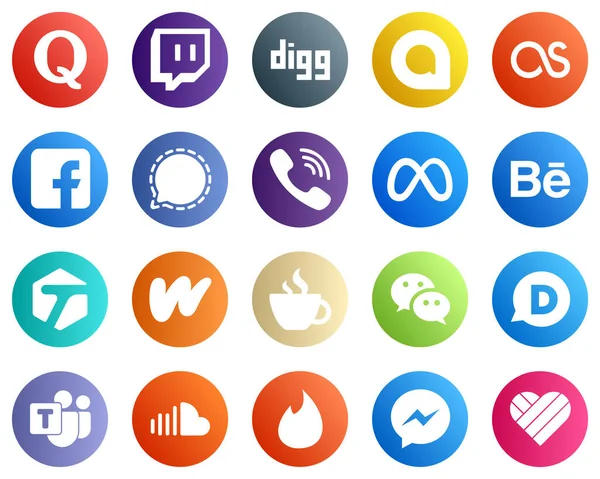 Minimalist Social Media Icons Behance Meta Viber Icons Professional High — Stok Vektör