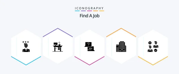 Find Job Glyph Icon Pack Including User Job Working Building — Stok Vektör