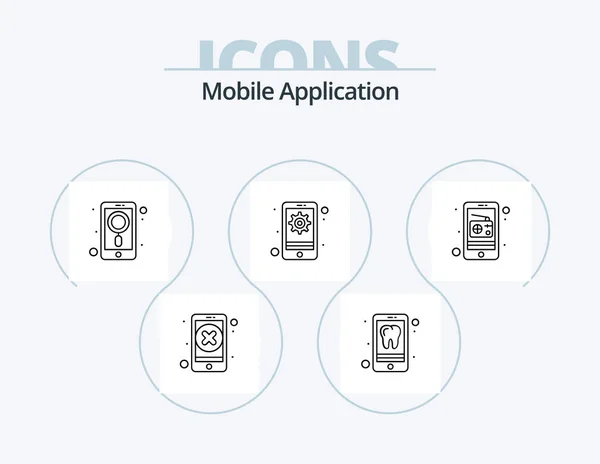 Mobile Application Line Icon Pack Icon Design Gps Application Application — Stockvektor