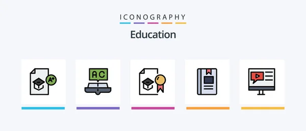 Education Line Filled Icon Pack Including Learning Education School Seo — Stockový vektor