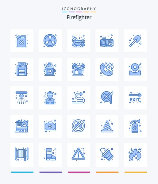 Creative Firefighter Blue Icon Pack Firefighter Fireman Car Firefighter Emergency — Archivo Imágenes Vectoriales