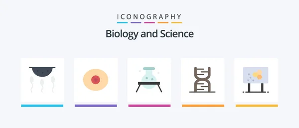 Biology Flat Icon Pack Including Genetic Code Biochemistry Chain Laboratory — Stockvector