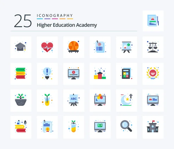 Academy Flat Color Icon Pack Including Balance Lecture Basketball Blackboard — Stockvector