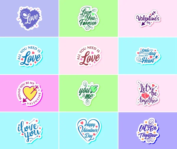 Flowers Love Valentine Day Graphics Stickers — Stock Vector