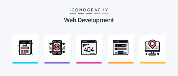 Web Development Line Filled Icon Pack Including Programming Com Develop — Image vectorielle