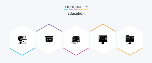 Education Glyph Icon Pack Including Education Computer Education Education Play — Stockový vektor