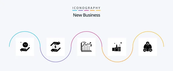 New Business Glyph Icon Pack Including Finger Hand Economics Banking — Archivo Imágenes Vectoriales