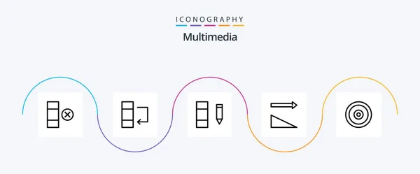 Multimedia Line Icon Pack Including Web Edit Target Mobile — 图库矢量图片