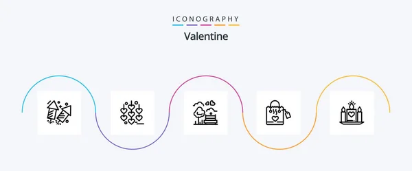 Valentine Line Icon Pack Including Bench Park Heart Love Valentines — 图库矢量图片