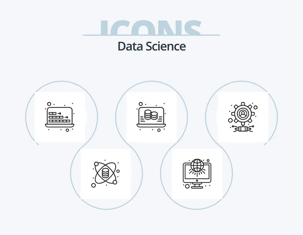 Data Science Line Icon Pack Icon Design Code Lab Seo — Image vectorielle