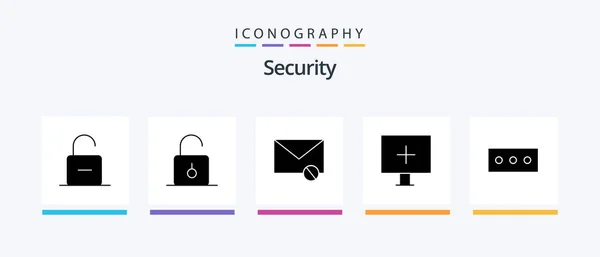 Security Glyph Icon Pack Including Security Sms Password Virus Creative — Stockvector