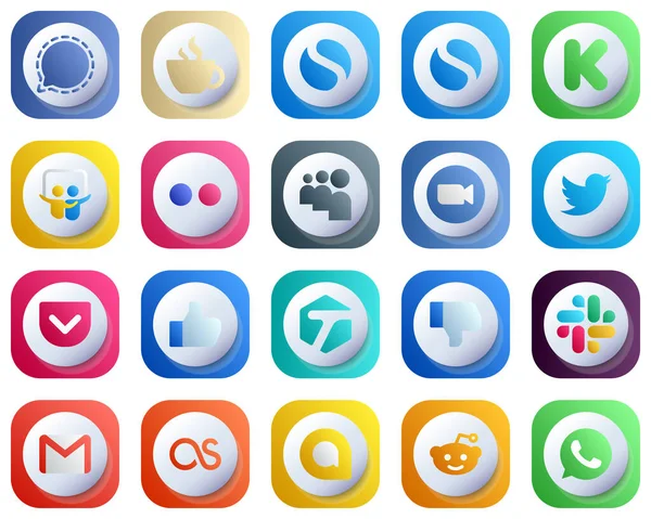 Cute Gradient Social Media Icons Popular Brands Twitter Meeting Funding — Stockvektor