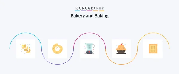 Baking Flat Icon Pack Including Baking Pie Cooking Dessert Cake — Διανυσματικό Αρχείο