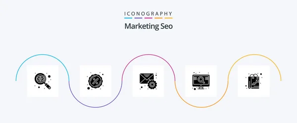 Marketing Seo Glyph Icon Pack Including Buying Screen Email Search — Stockvektor