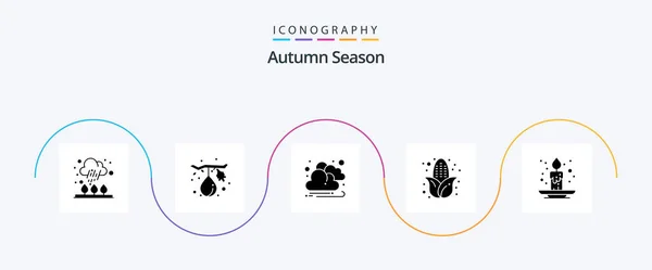 Autumn Glyph Icon Pack Including Festival Candle Autumn Autumn Corn — Wektor stockowy
