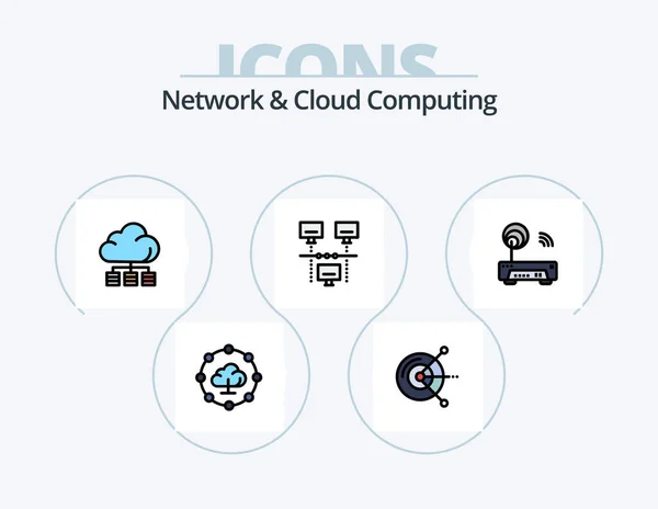 Network Cloud Computing Line Filled Icon Pack Icon Design Sharing — Stock Vector