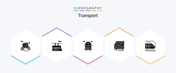 Transport Glyph Icon Pack Including Transport Public Bus Train Transport — Wektor stockowy