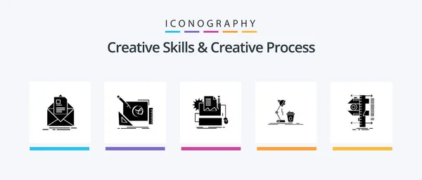 Creative Skills Creative Process Glyph Icon Pack Including Coffee Studio — Vetor de Stock