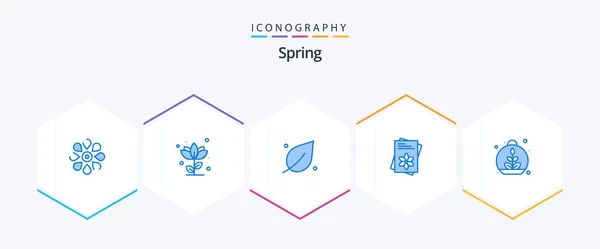 Spring Blue Icon Pack Including Spring File Nature Seeds Nature — Stockvektor